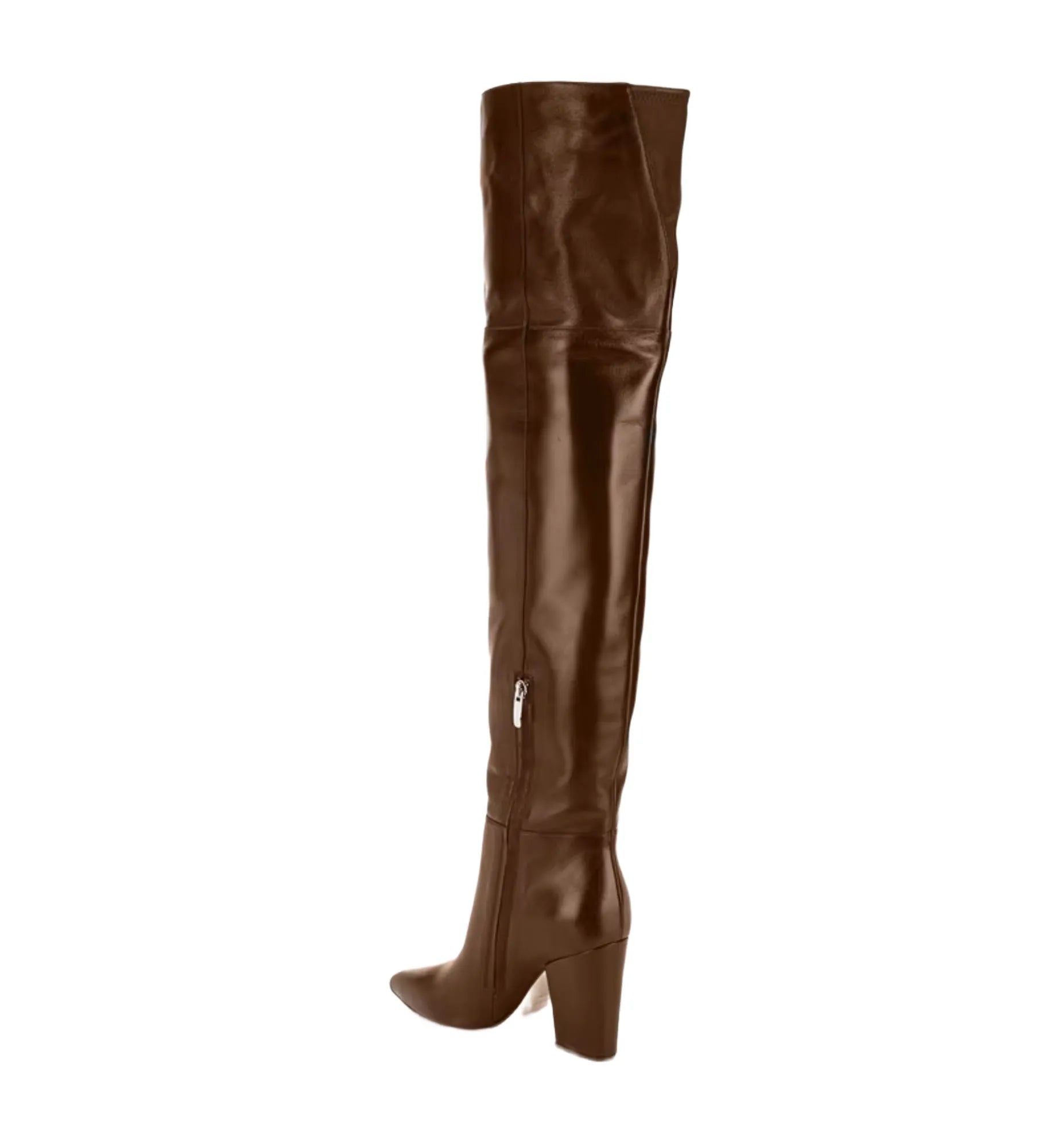 Brown leather knee-high boots