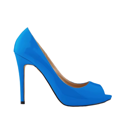 Blue high-heeled shoe on a white background