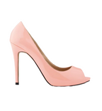 Pink high-heeled shoe on a white background