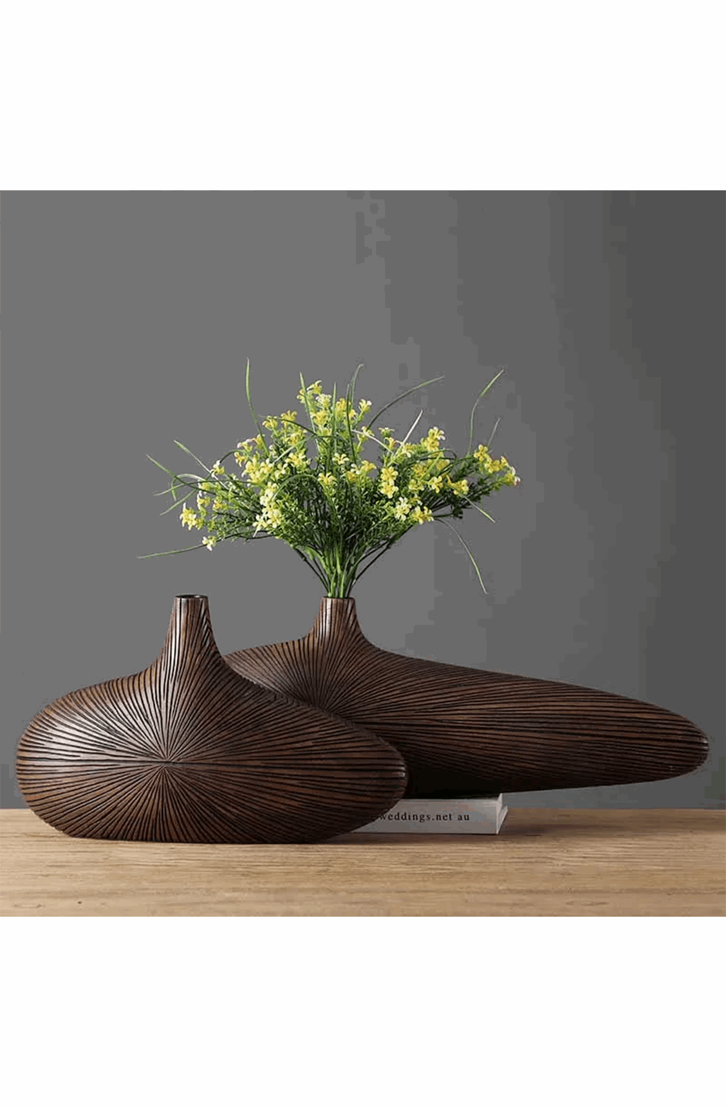 African minimalist lanceolate line stripe vase