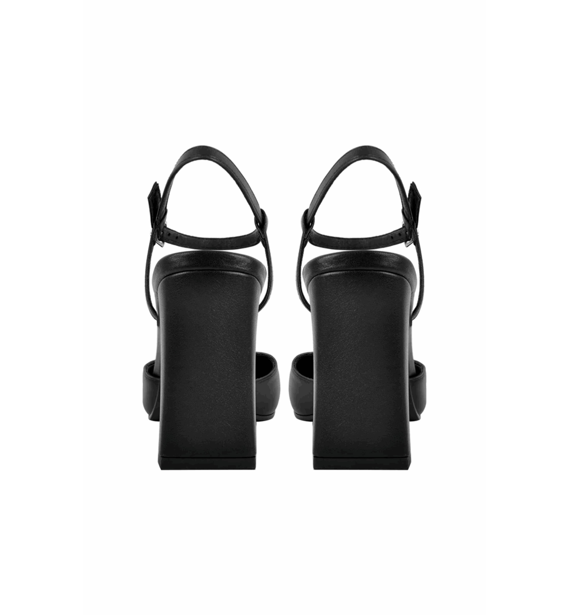 Black high-heeled shoes on a white background