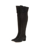 Black knee-high boots on a white background