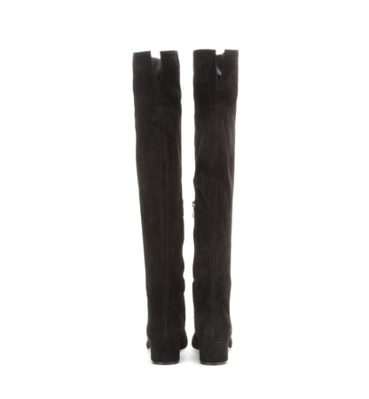 Black knee-high boots on a white background
