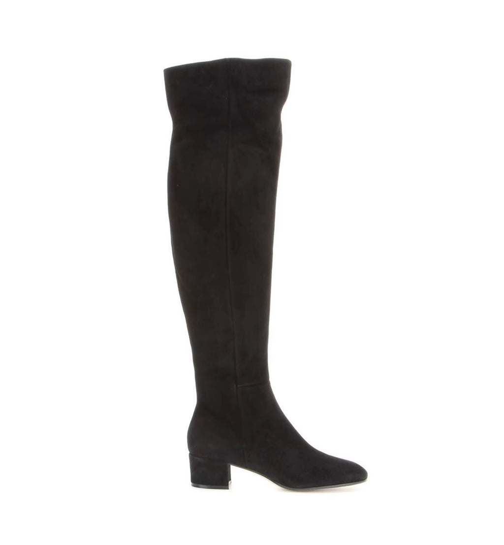 Black knee-high boot on a white background