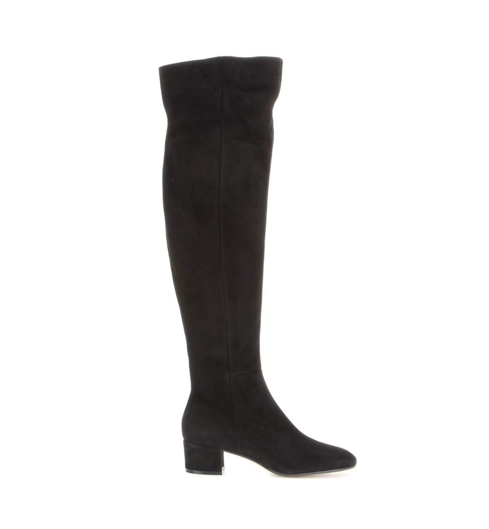 Black knee-high boot on a white background