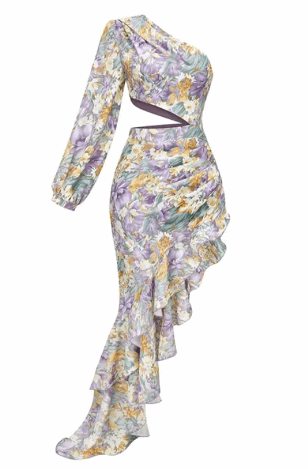One shoulder floral maxi dress