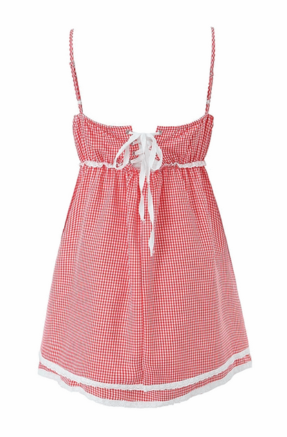 Red gingham skater dress