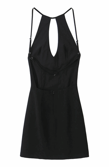 Black backless basic dress