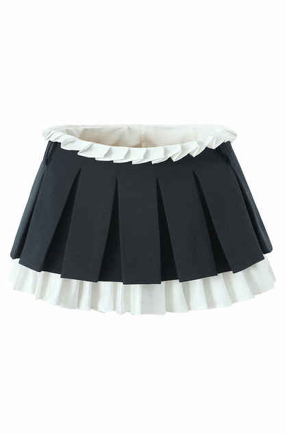 Low rise pleated mini skort