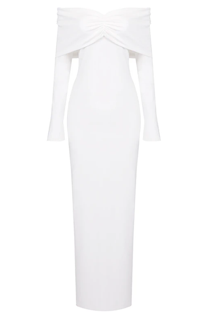 Off the shoulder long sleeves maxi dress