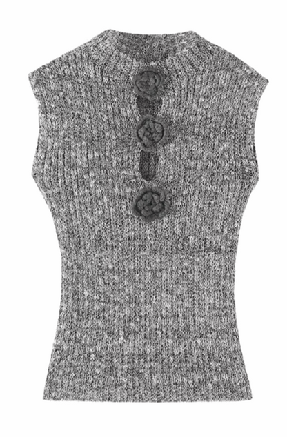 Rosette sleeveless knit top