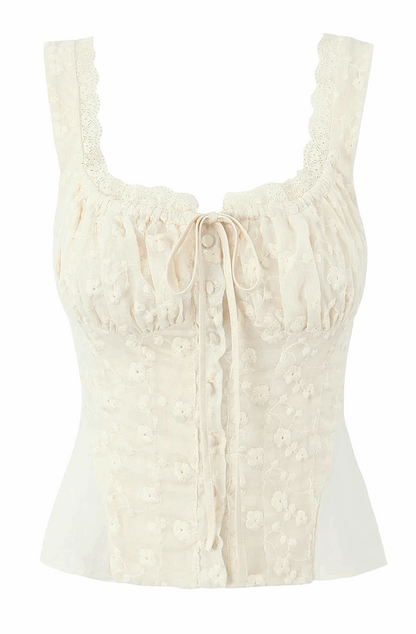 Vintage floral embroidered peplum top