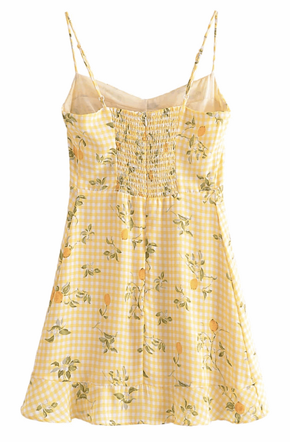 Lemon printed yellow dress