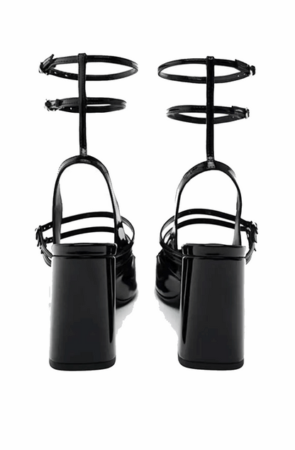 Patent Mary Jane heeled sandals with straps