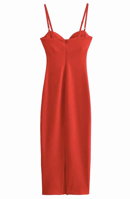 Spaghetti strap red night out dress