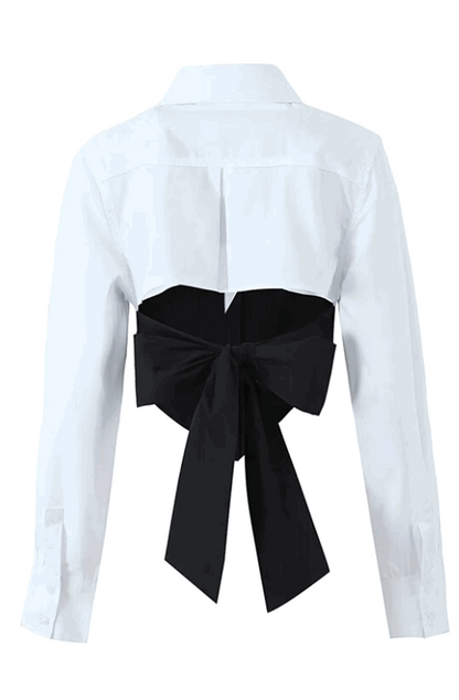 Black bustier patchwork white shirt