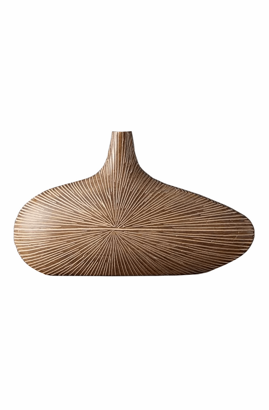 African minimalist oval line stripe vase