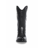 Parinmi black cowboy boots featuring sleek silhouette and detailed stitching