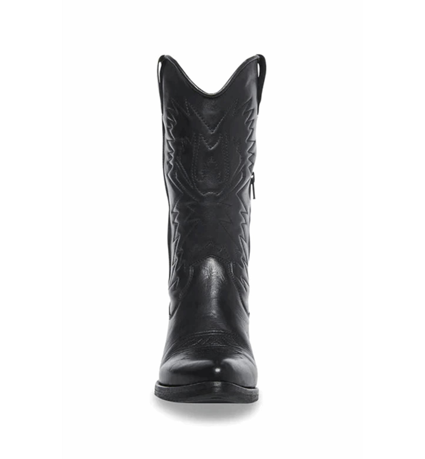 Parinmi black cowboy boots featuring sleek silhouette and detailed stitching