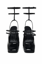 Patent Mary Jane heeled sandals with straps