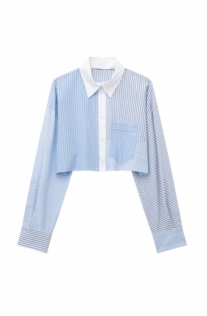 Crop shirt and mini shorts stripped set