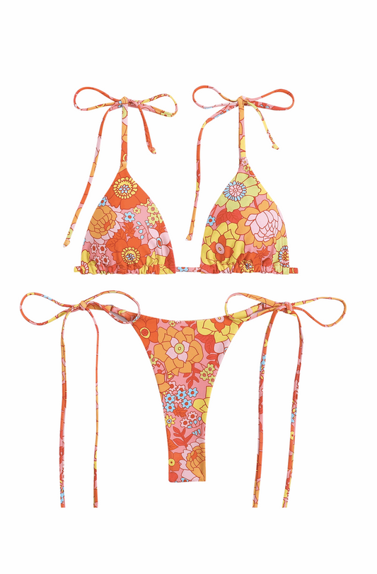 Floral print triangle swimsuit