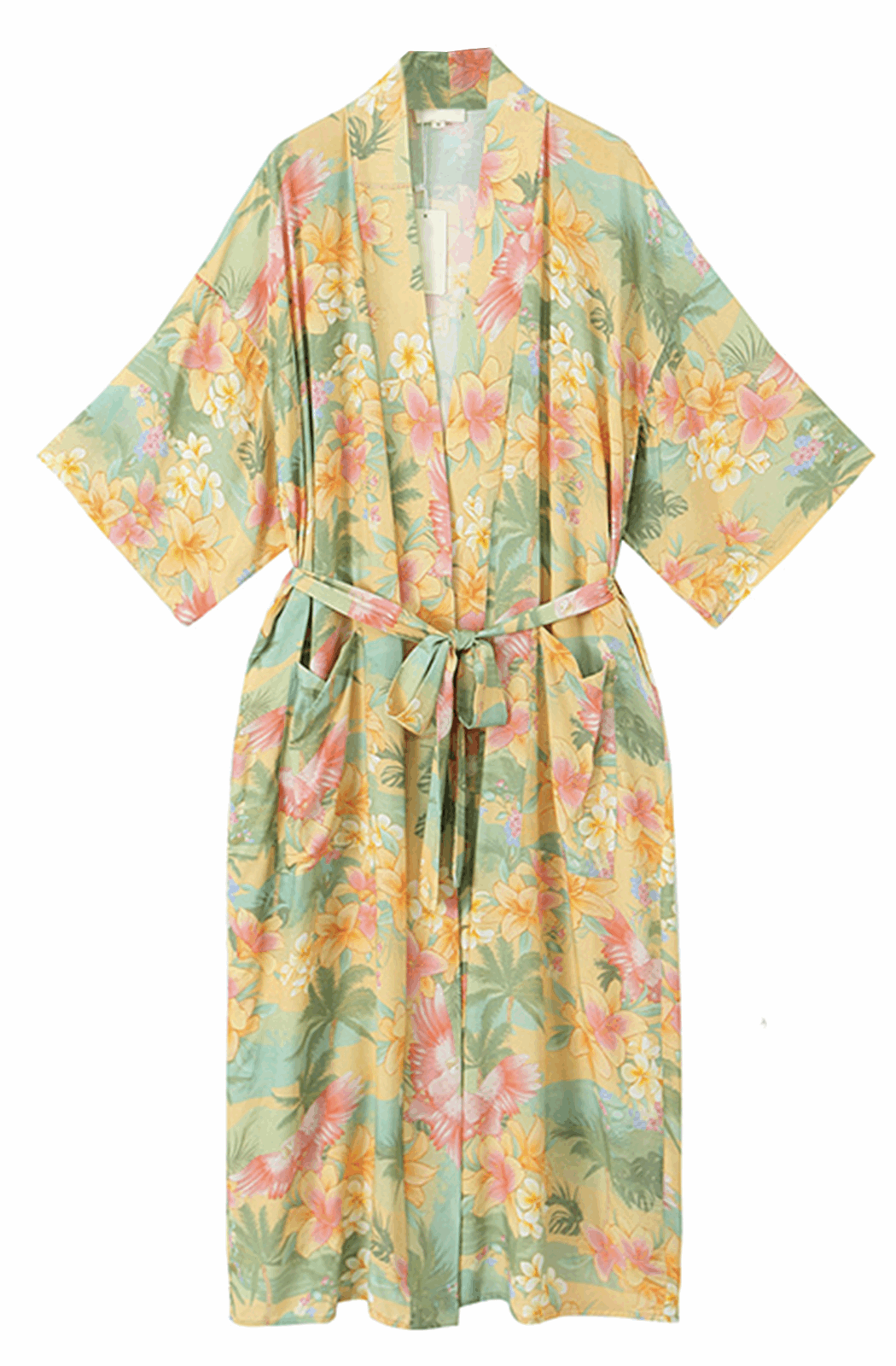 Maxi boho style floral kimono