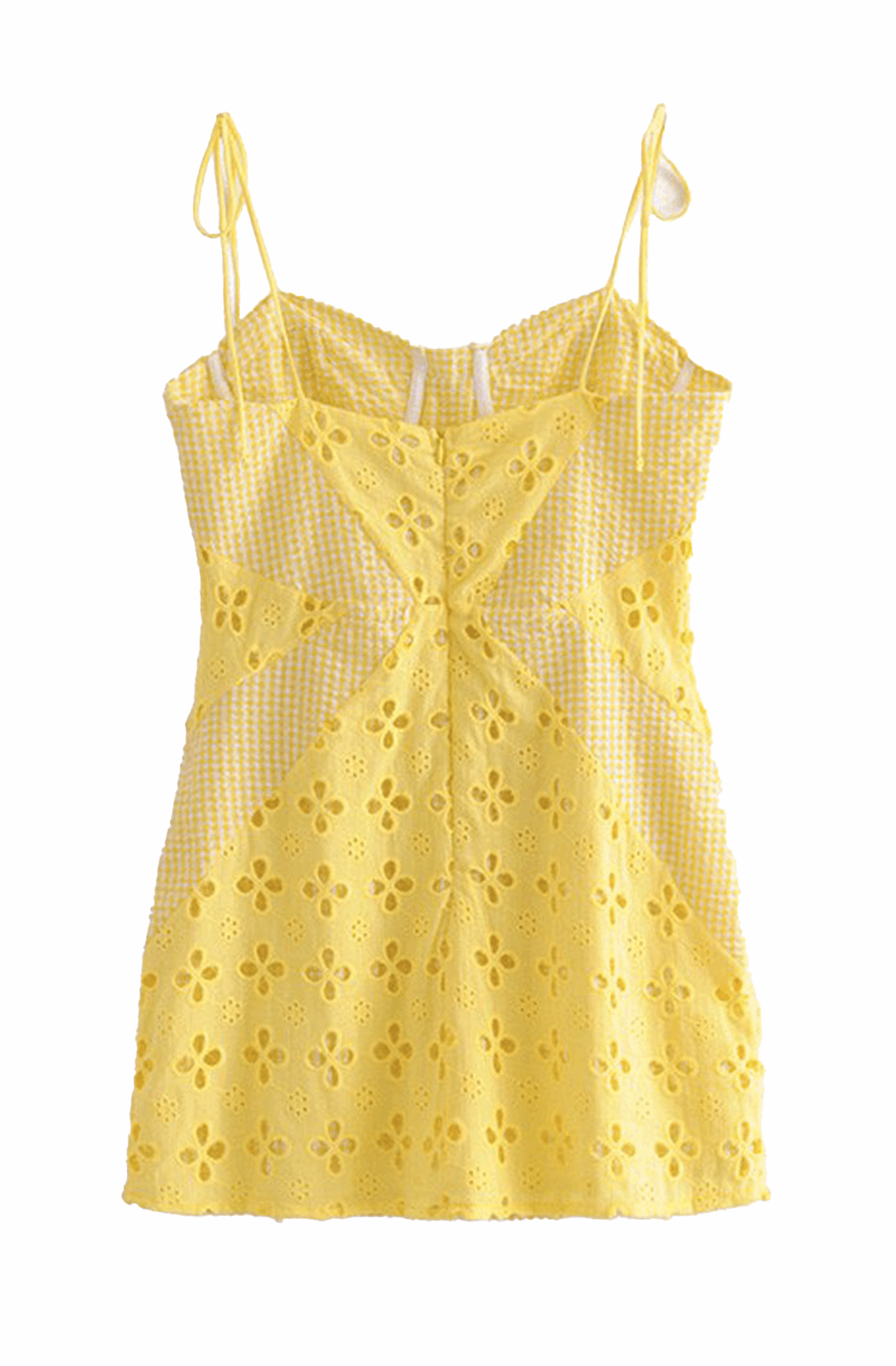 Yellow embroidered and gingham dress