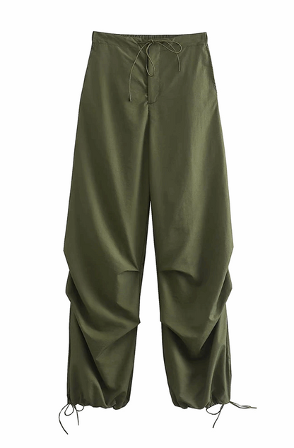 Pleated parachute pants