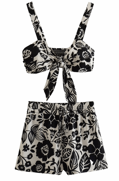 Floral print top and shorts set
