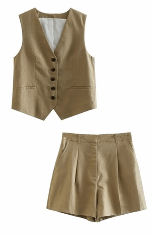 Vest blazer and shorts set