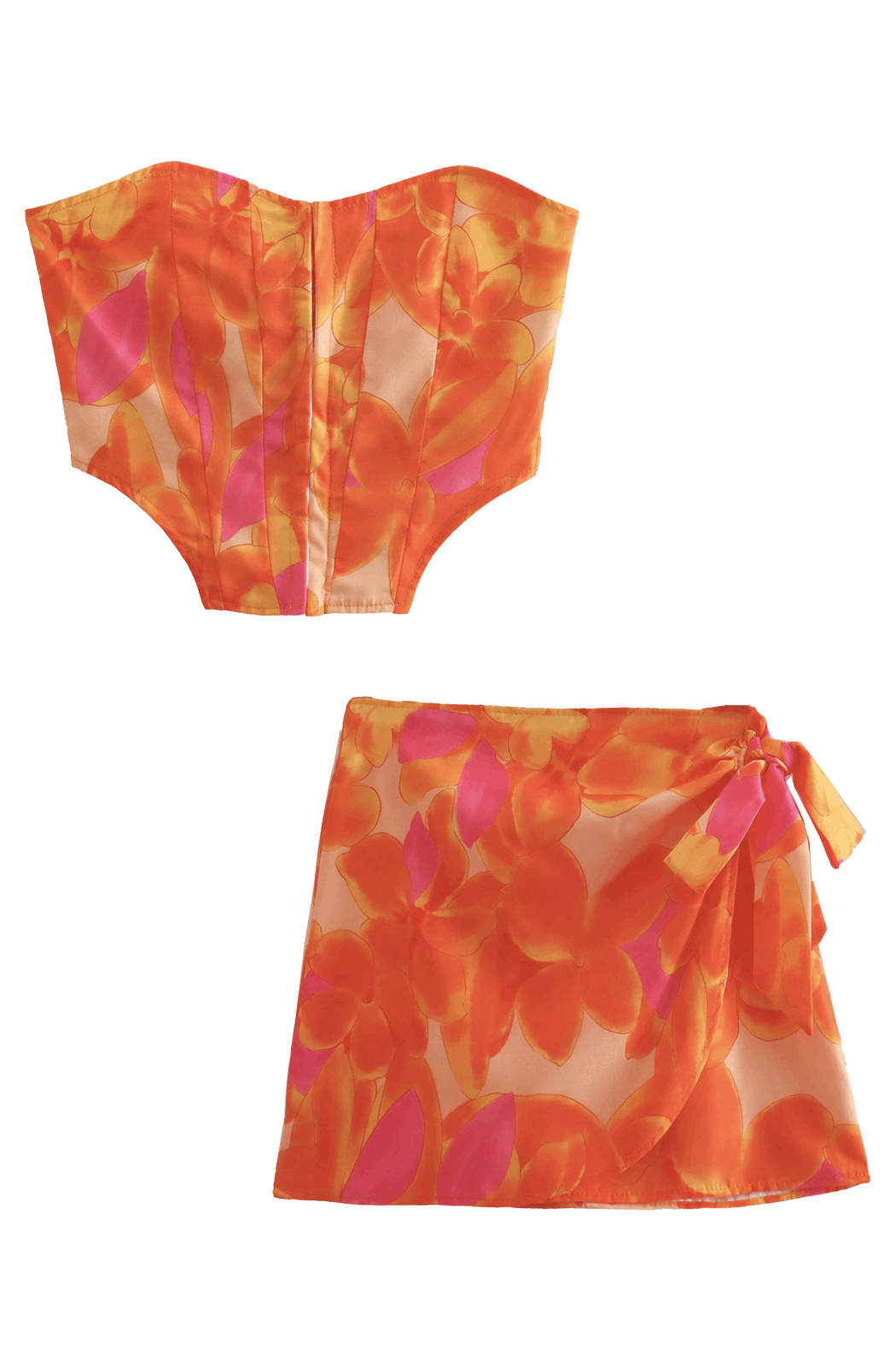 Floral sunset tie dye top and skirt set