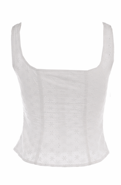 White top embroidered with flowers