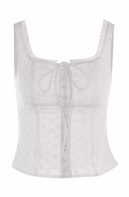 White top embroidered with flowers