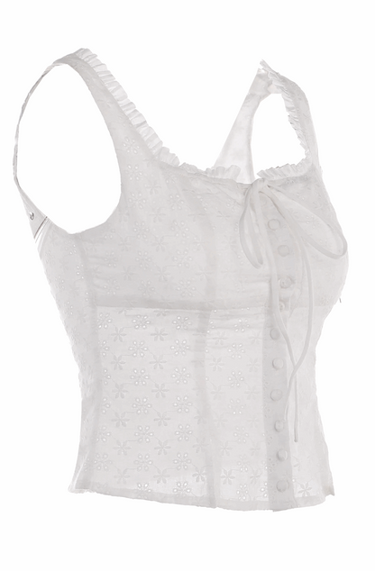 White top embroidered with flowers