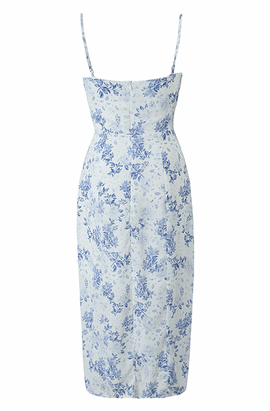 Blue and white floral midi dress