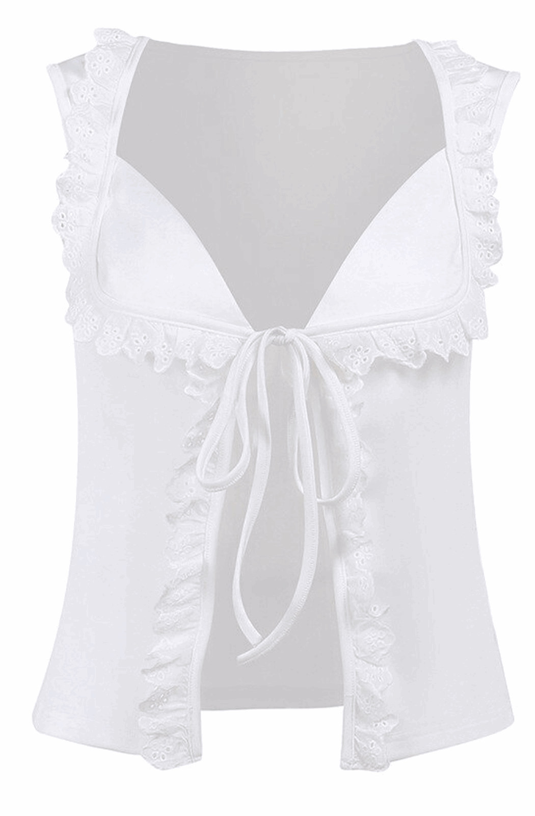 Frilly top with front lace-up