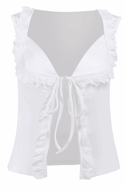 Frilly top with front lace-up