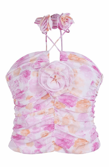 3D floral rosette top