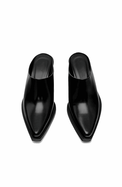 Leather pointed toe mules