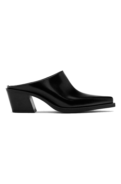 Leather pointed toe mules