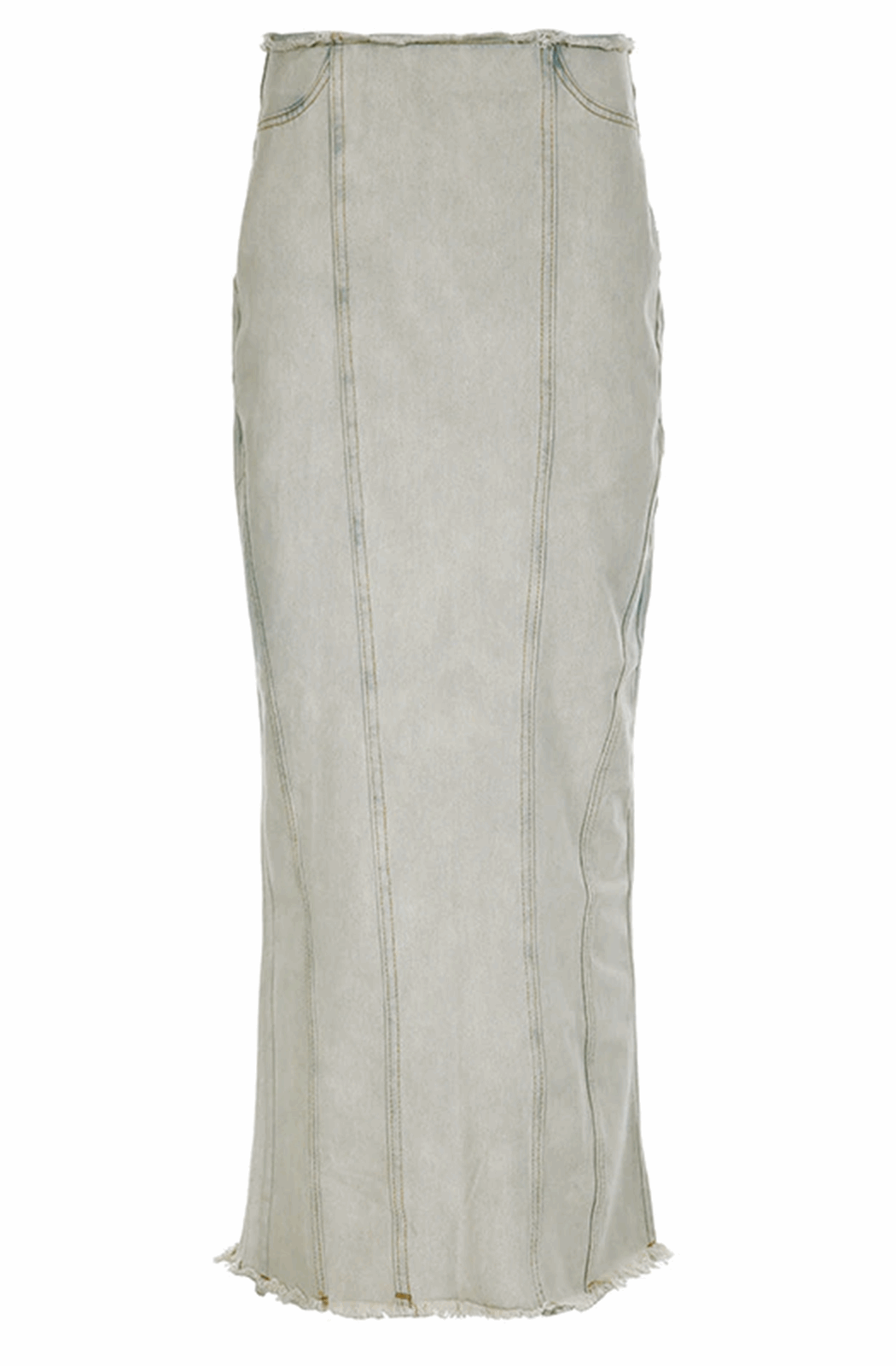 Low-rise denim maxi skirt