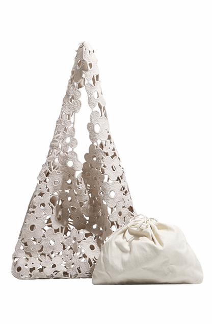 Floral crochet tote bag