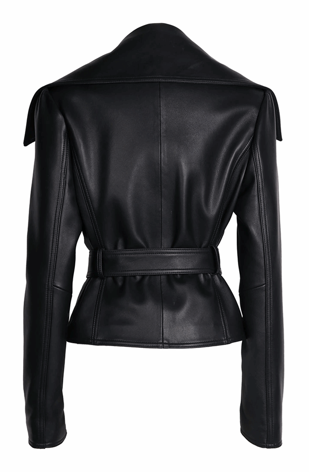 Fitted black leather jacket