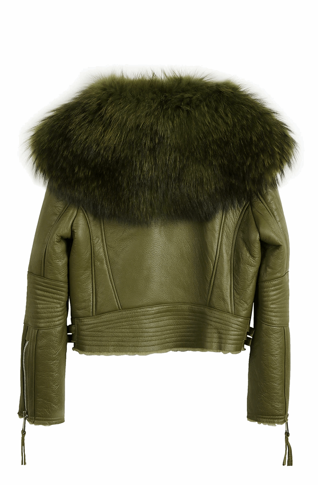 Winter warm big fur collar leather jacket