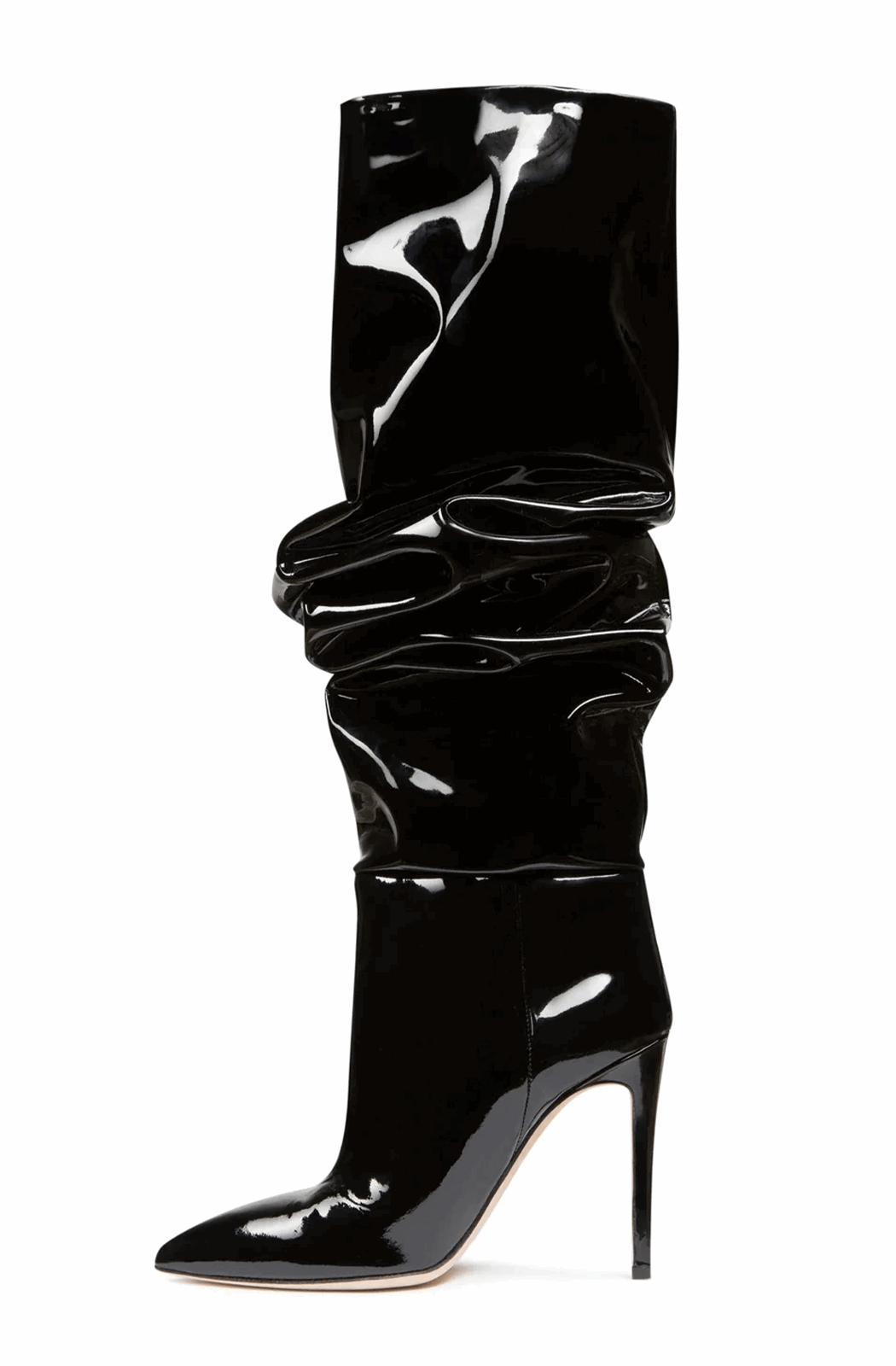 Pleated patent leather boots