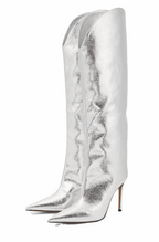 Silver metallic western boots