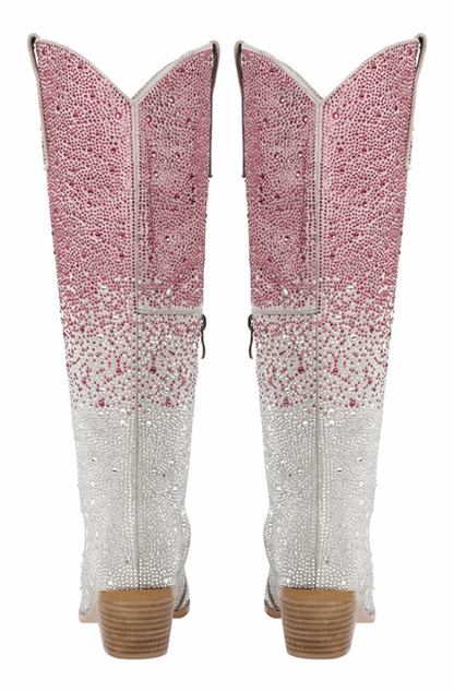 Pink rhinestone western boots