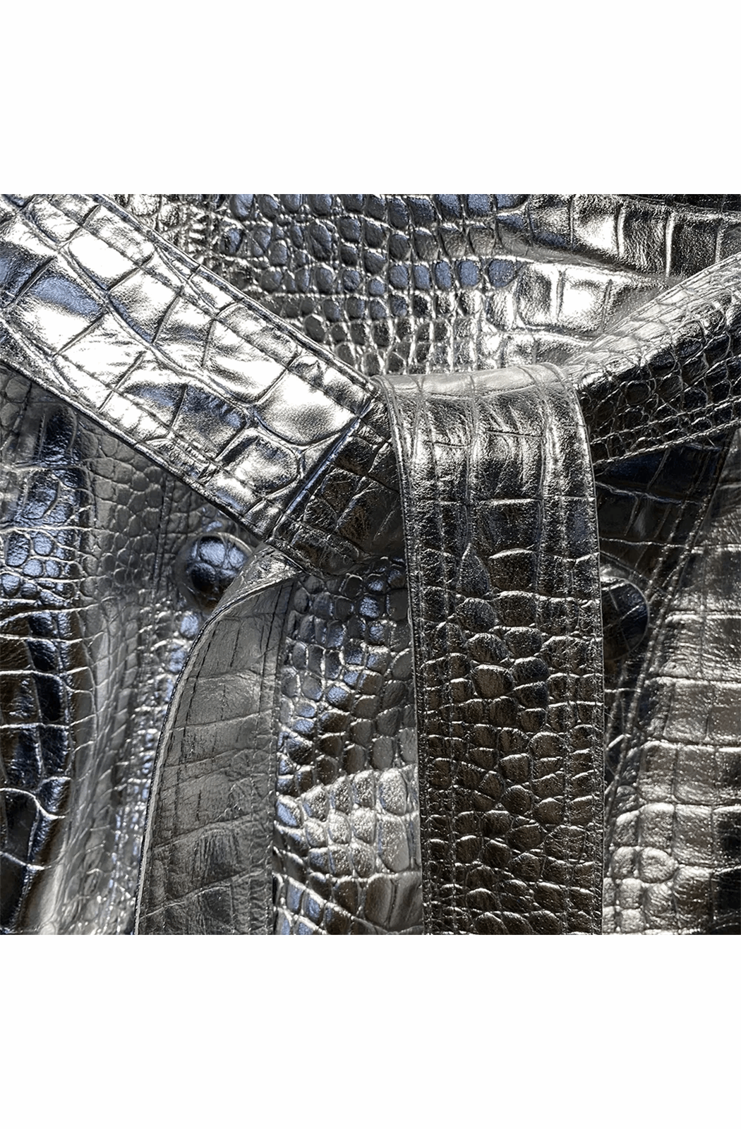 Silver croco pattern leather trench coat