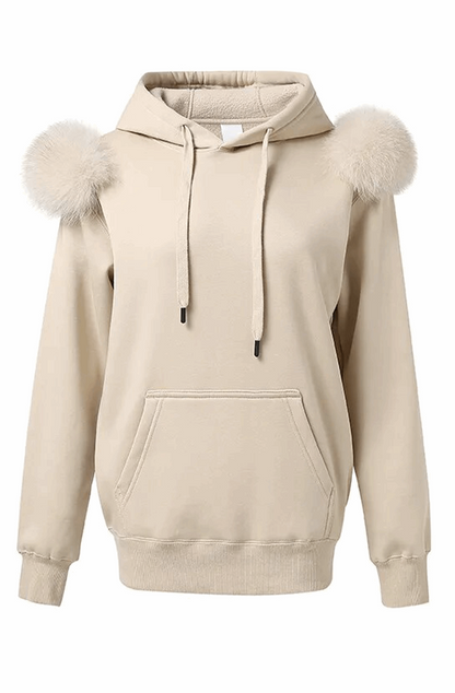 Hoodie with fur on the shoulders